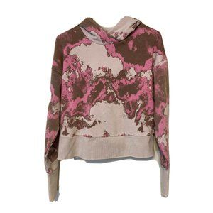 NWT JoyLab Women's French Terry Acid Wash Hoodie Pink Marble Size Small